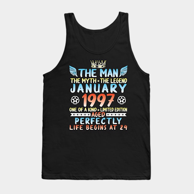 The Man The Myth The Legend January 1997 One Of A Kind Ltd Edition Aged Perfectly Life Begins At 24 Tank Top by melanieteofila